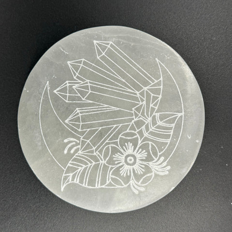 Engraved Selenite Disk