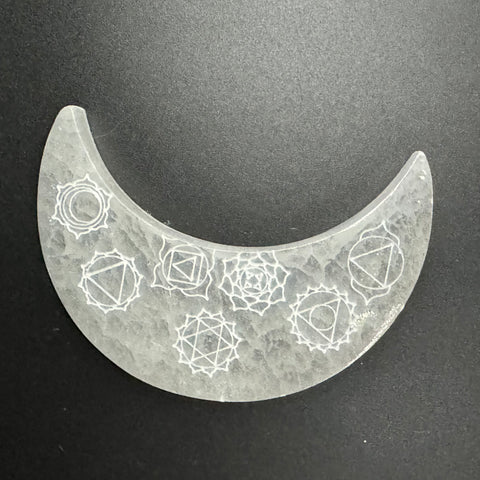 Engraved Selenite Cresent Moon