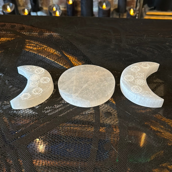 Engraved Selenite Cresent Moon