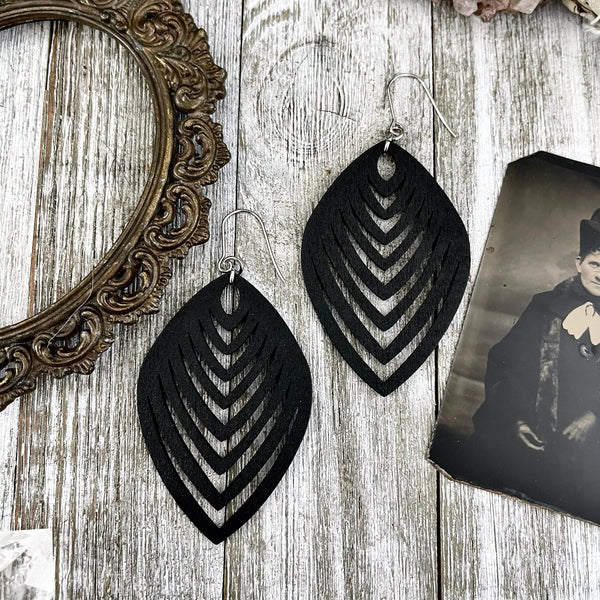 Black Laser Cut Wooden Earrings