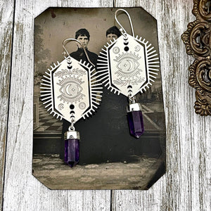 Evil Eye and Amethyst Earrings